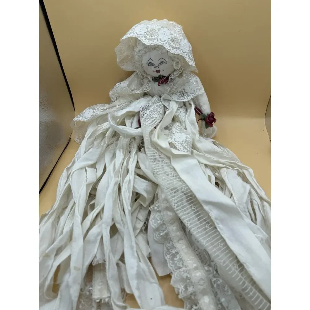 Handmade Southern Belle Ghost Bride Cloth Doll Lace Hanging Folk Art 28”